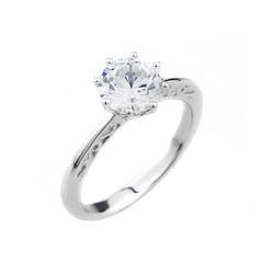 Anello di fidanzamento con diamante solitario a taglio rotondo da 2 carati e oro bianco 14K
