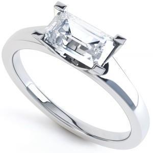Anello di fidanzamento con diamante solitario da 1,50 carati taglio smeraldo in oro bianco - harrychadent.it