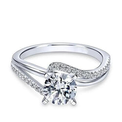 Anello di fidanzamento con diamante solitario in oro bianco con accento 3,50 ct