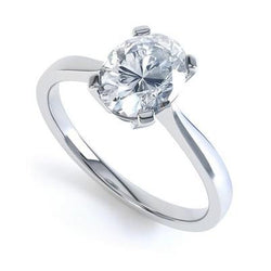Anello di fidanzamento con diamante solitario ovale da 2,50 carati, oro bianco 14 carati
