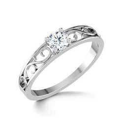 Anello di fidanzamento con diamante solitario rotondo 1 carato 14K Oro bianco