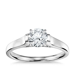 Anello di fidanzamento con diamante solitario rotondo da 1 carato con gioielli in oro bianco 14 carati