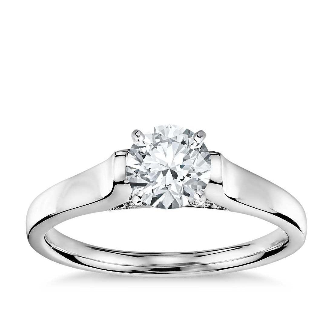 Anello di fidanzamento con diamante solitario rotondo da 1 carato con gioielli in oro bianco 14 carati - harrychadent.it