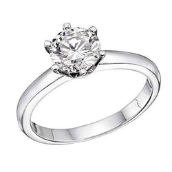 Anello di fidanzamento con diamante solitario rotondo da 1 carato in oro bianco 14K