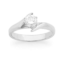 Anello di fidanzamento con diamante solitario rotondo da 1,5 carati in oro bianco 14K