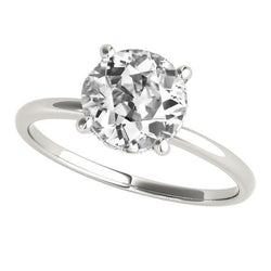 Anello di fidanzamento con diamante solitario rotondo vecchio minatore, set di 4 punte, 3 carati