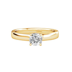 Anello di fidanzamento con diamante solitario scintillante rotondo da 2 carati e oro giallo