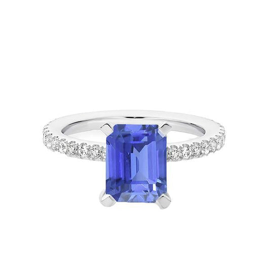 Anello di fidanzamento con diamante solitario smeraldo e zaffiro azzurro 3 carati - harrychadent.it