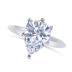 Anello di fidanzamento con diamante solitario taglio a pera da 2.50 carati