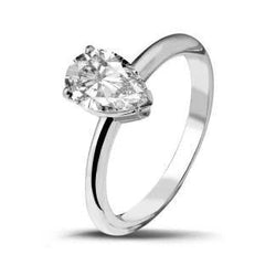 Anello di fidanzamento con diamante solitario taglio pera da 1,75 carati in oro bianco 14 carati