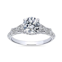 Anello di fidanzamento con diamante stile vintage 1.15 carati oro bianco 14 carati