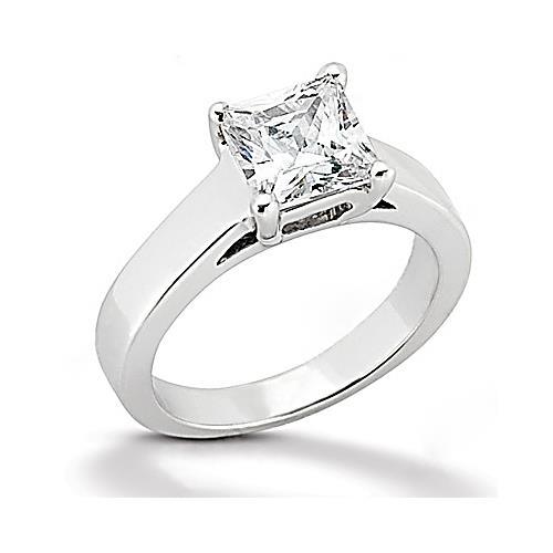 Anello di fidanzamento con diamante taglio Princess da 1 carato in oro bianco 14K - harrychadent.it
