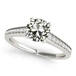 Anello di fidanzamento con diamante taglio antico, 4 griffe, oro 4 carati
