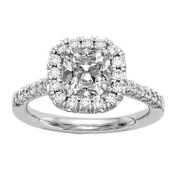 Anello di fidanzamento con diamante taglio antico con cuscino Halo con accenti 5,25 carati