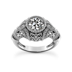 Anello di fidanzamento con diamante taglio antico rotondo stile vintage 1,75 carati
