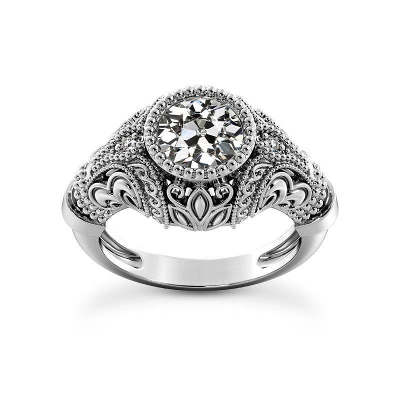 Anello di fidanzamento con diamante taglio antico rotondo stile vintage 1,75 carati - harrychadent.it
