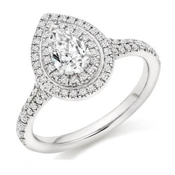 Anello di fidanzamento con diamante taglio pera Halo 1.78 carati oro bianco 14K