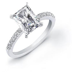 Anello di fidanzamento con diamante taglio radiante 2.50 carati Oro bianco 14K