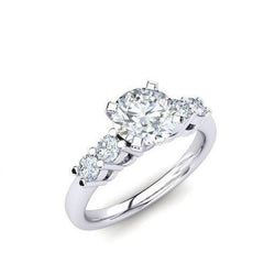 Anello di fidanzamento con diamante taglio rotondo. 2.85 carati. in oro bianco 14K