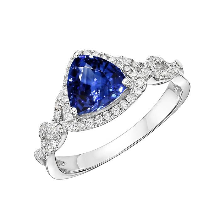 Anello di fidanzamento con diamante taglio trilioni di zaffiri con gambo intrecciato 3 carati - harrychadent.it