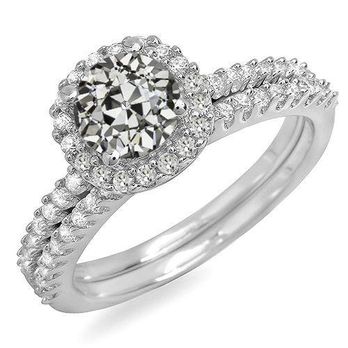 Anello di fidanzamento con diamante taglio vecchio miniera Halo Set 5,50 carati in oro bianco - harrychadent.it