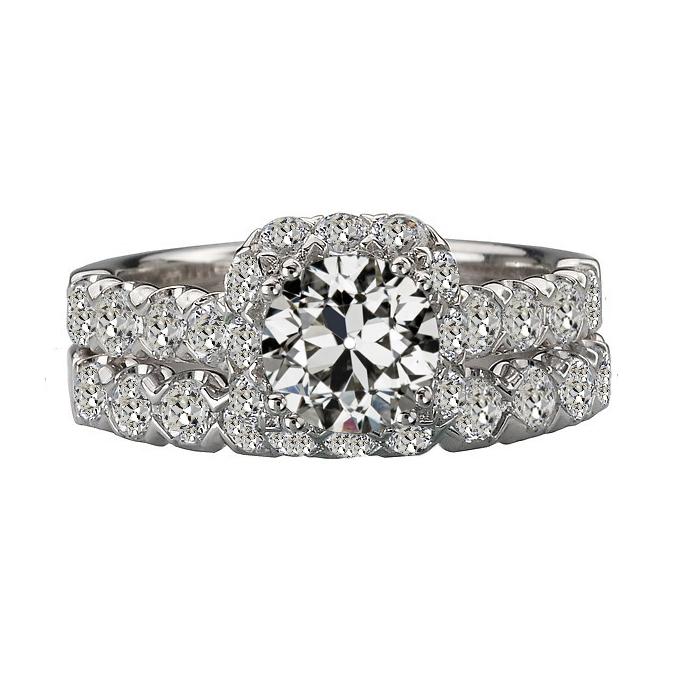 Anello di fidanzamento con diamante taglio vecchio rotondo in oro bianco 14 carati 7 carati - harrychadent.it