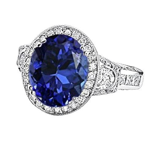 Anello di fidanzamento con diamante tanzanite ovale da 5,40 carati oro bianco 14K - harrychadent.it