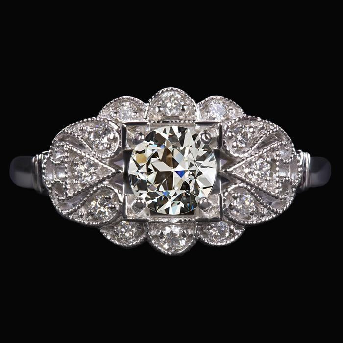 Anello di fidanzamento con diamante tondo taglio antico stile antico 6,25 carati Milgrain - harrychadent.it