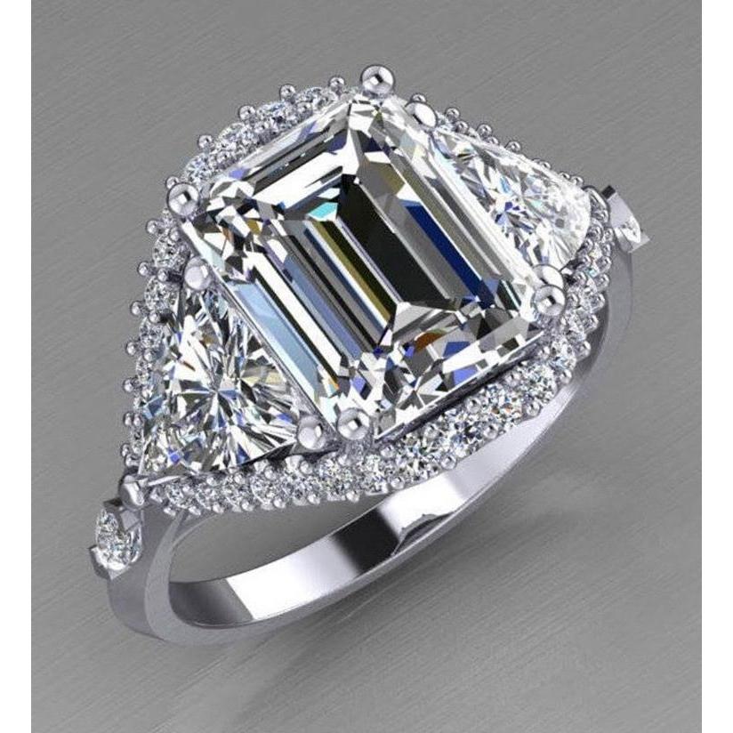 Anello di fidanzamento con diamante trilioni di smeraldo 3.95 carati taglio brillante - harrychadent.it