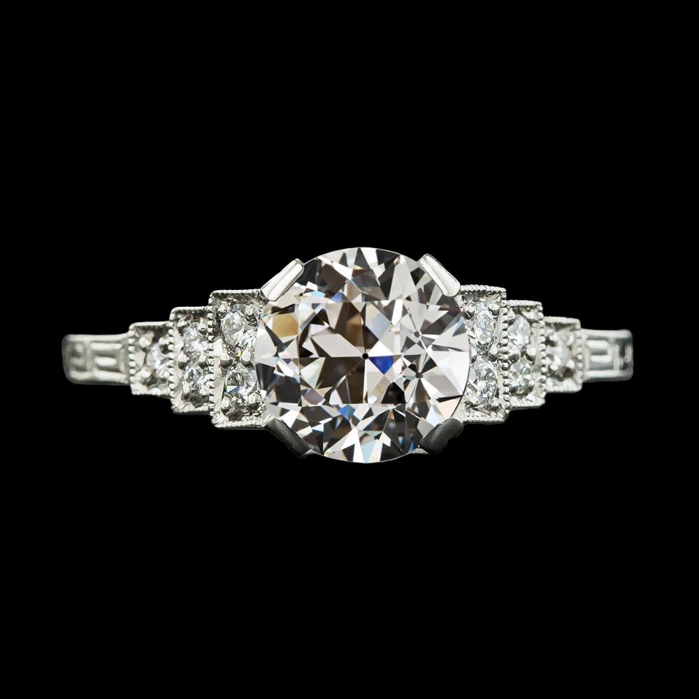 Anello di fidanzamento con diamante vecchio minatore 14k gioielli in oro bianco 3,50 carati - harrychadent.it