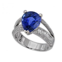 Anello di fidanzamento con diamante zaffiro blu 3.50 carati stile antico