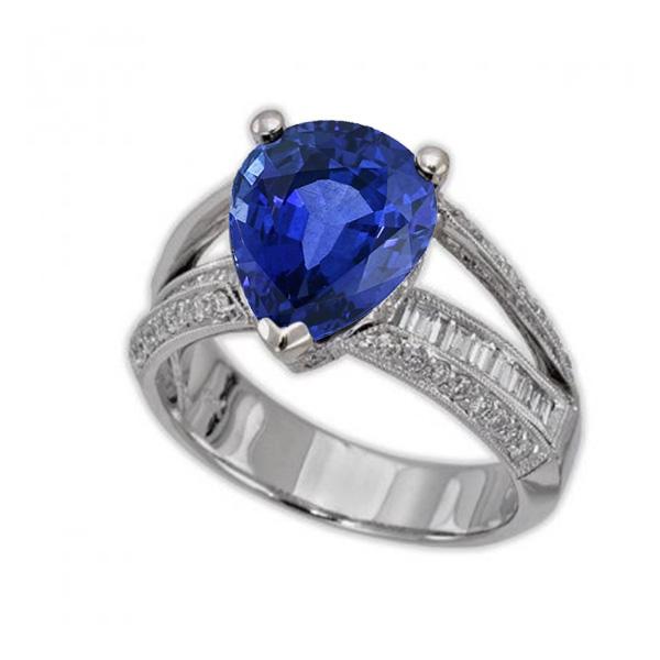 Anello di fidanzamento con diamante zaffiro blu 3.50 carati stile antico - harrychadent.it