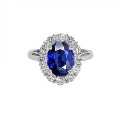 Anello di fidanzamento con diamante zaffiro blu Pietra preziosa di Ceylon ovale 9.25 carati