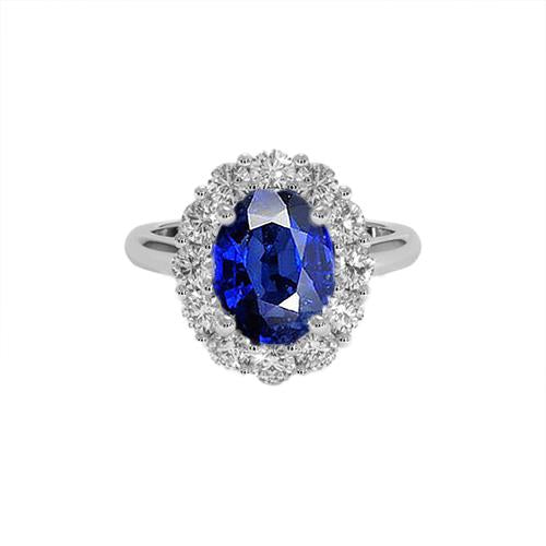 Anello di fidanzamento con diamante zaffiro blu Pietra preziosa di Ceylon ovale 9.25 carati - harrychadent.it