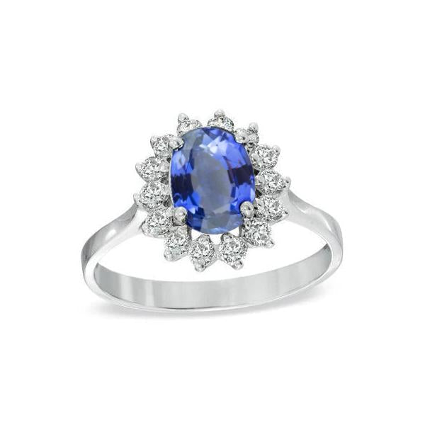 Anello di fidanzamento con diamante zaffiro dello Sri Lanka 3,90 ct. Oro bianco 14K - harrychadent.it