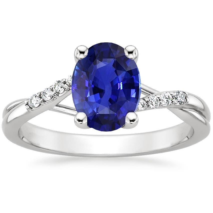 Anello di fidanzamento con diamante. gambo diviso. taglio ovale. zaffiro blu 3 carati - harrychadent.it