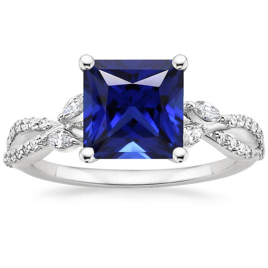 Anello di fidanzamento con diamante. principessa dello Sri Lanka. zaffiro e accenti. 6 carati - harrychadent.it