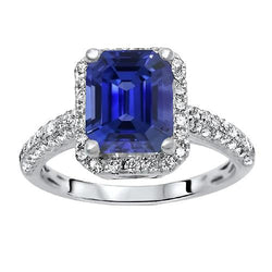 Anello di fidanzamento con diamante. smeraldo. zaffiro dello Sri Lanka. 4 carati