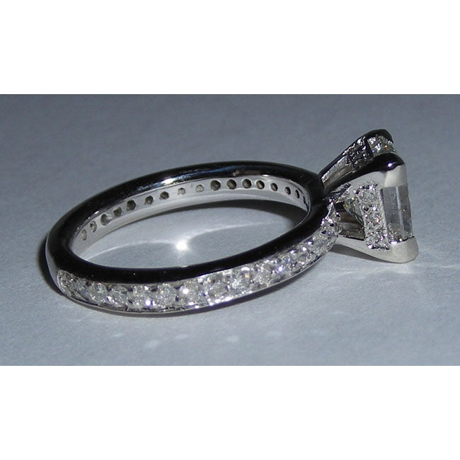 Anello di fidanzamento con diamanti 3,50 carati e oro bianco 14K