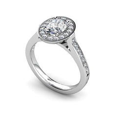 Anello di fidanzamento con diamanti Halo 1,75 carati in oro bianco 14K