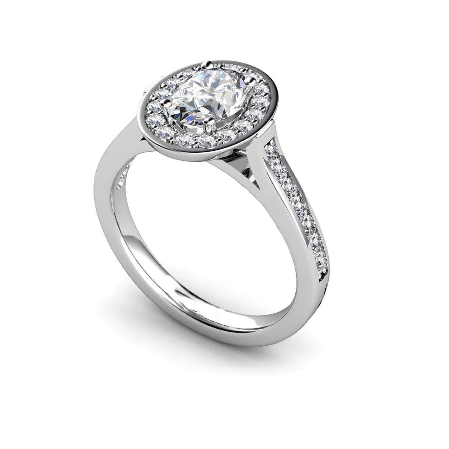 Anello di fidanzamento con diamanti Halo 1,75 carati in oro bianco 14K - harrychadent.it