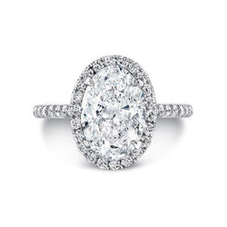 Anello di fidanzamento con diamanti Halo taglio ovale 5.01 carati oro bianco 14 carati