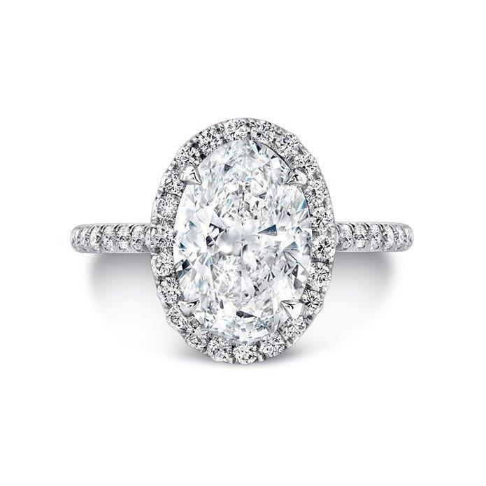 Anello di fidanzamento con diamanti Halo taglio ovale 5.01 carati oro bianco 14 carati - harrychadent.it