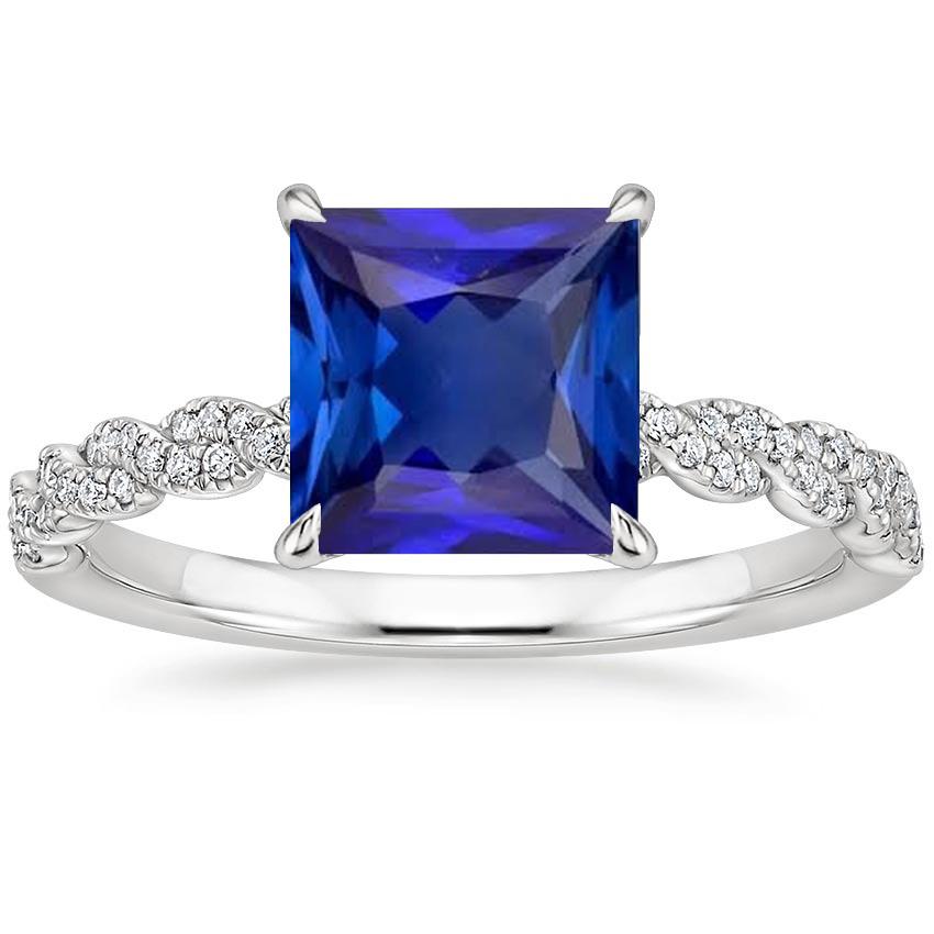 Anello di fidanzamento con diamanti Princess Blue Sapphire 6 carati Pave Setting - harrychadent.it