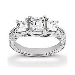 Anello di fidanzamento con diamanti Vintage Style 2.12 Ct. Oro bianco 14K