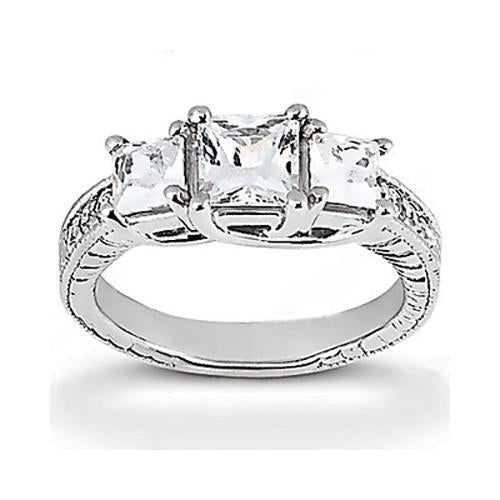 Anello di fidanzamento con diamanti Vintage Style 2.12 Ct. Oro bianco 14K - harrychadent.it
