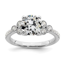 Anello di fidanzamento con diamanti a taglio antico, castone a griffe, 3,50 carati, gioielli in oro