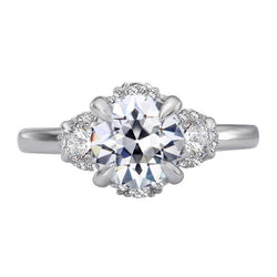 Anello di fidanzamento con diamanti a taglio antico in oro 14k, set 6,50 carati