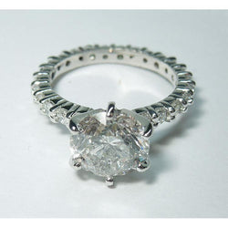 Anello di fidanzamento con diamanti accentati 5.25 carati oro bianco 14K