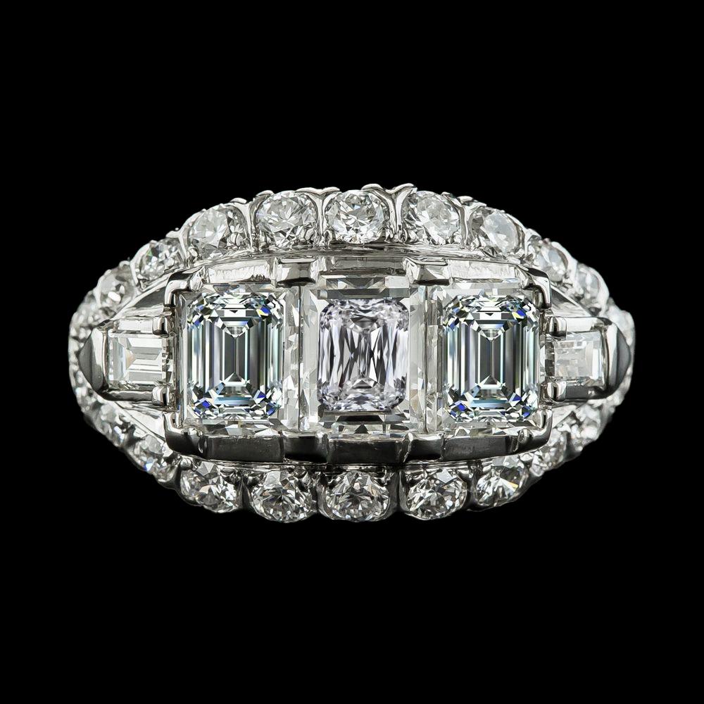 Anello di fidanzamento con diamanti baguette e smeraldo stile antico 6,75 carati - harrychadent.it